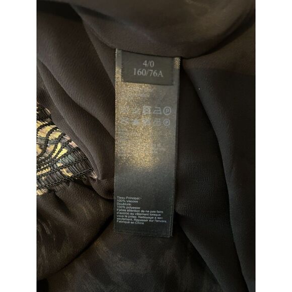 ALLSAINTS Black  Mix Media Collared Midi Hi Low Shirt Dress Sz4 Animal Print - Picture 7 of 8